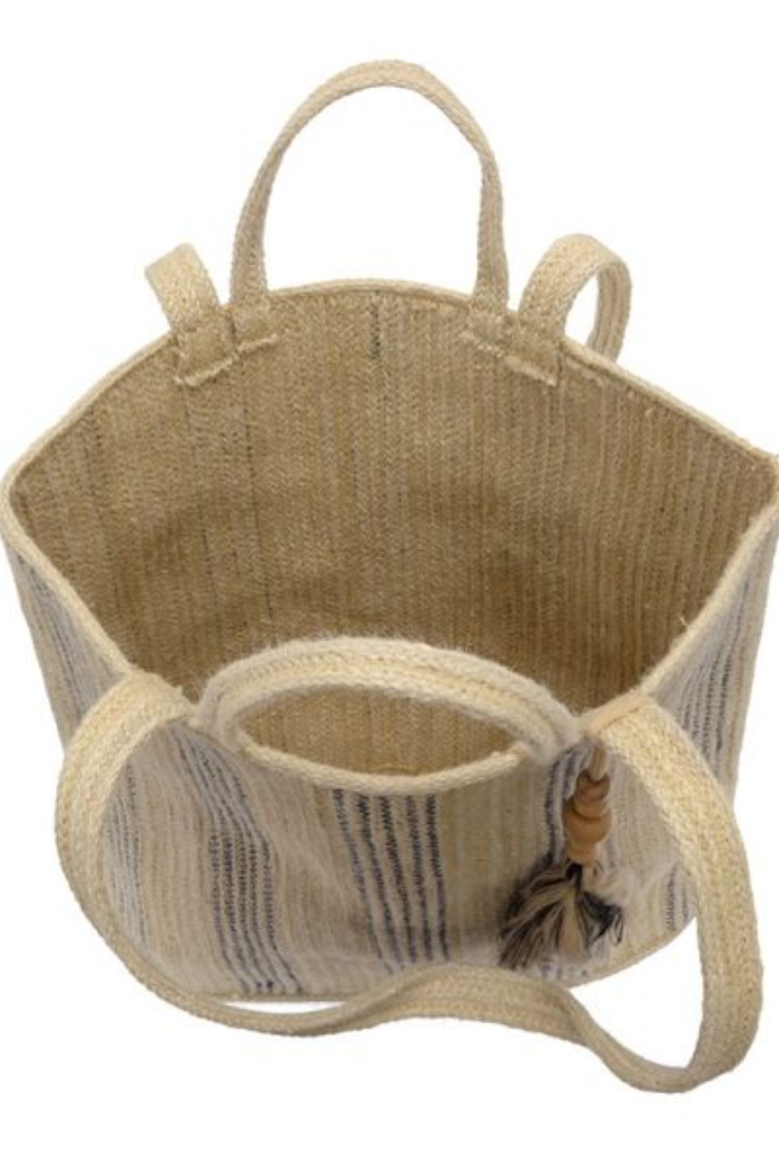 Stitched Stripe Jude Jute Fiber Tote
