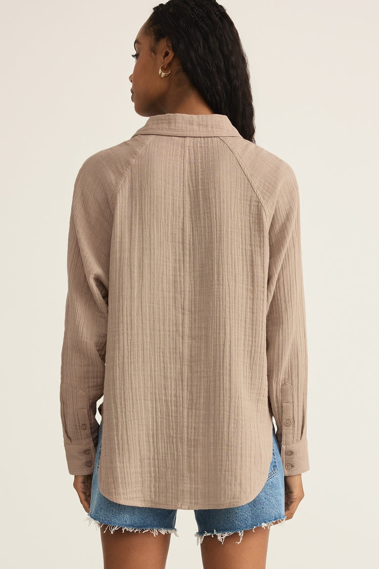Breezy Gauze Button-Down Shirt