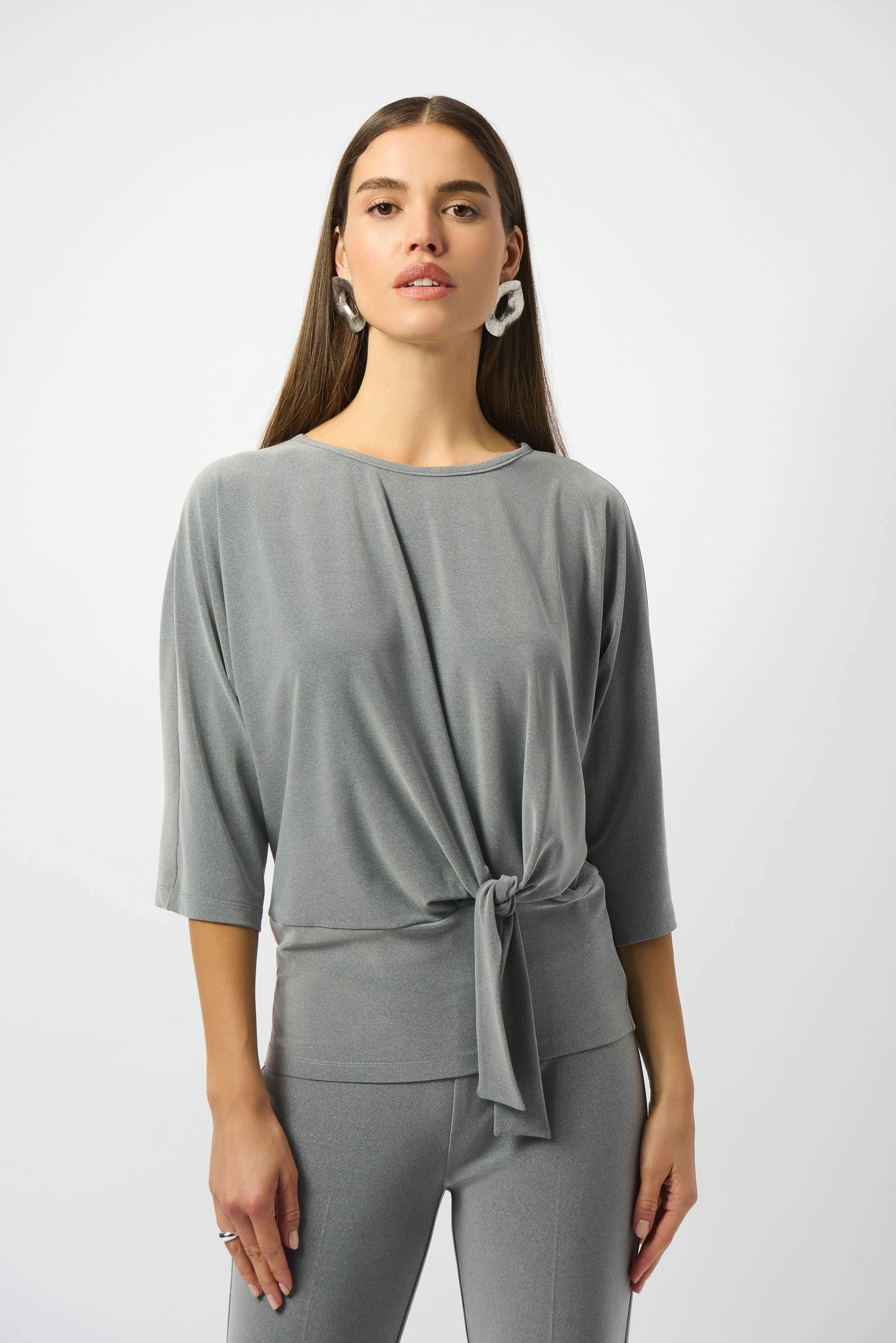 Sllky Knit Boxy Top with Knot Detail