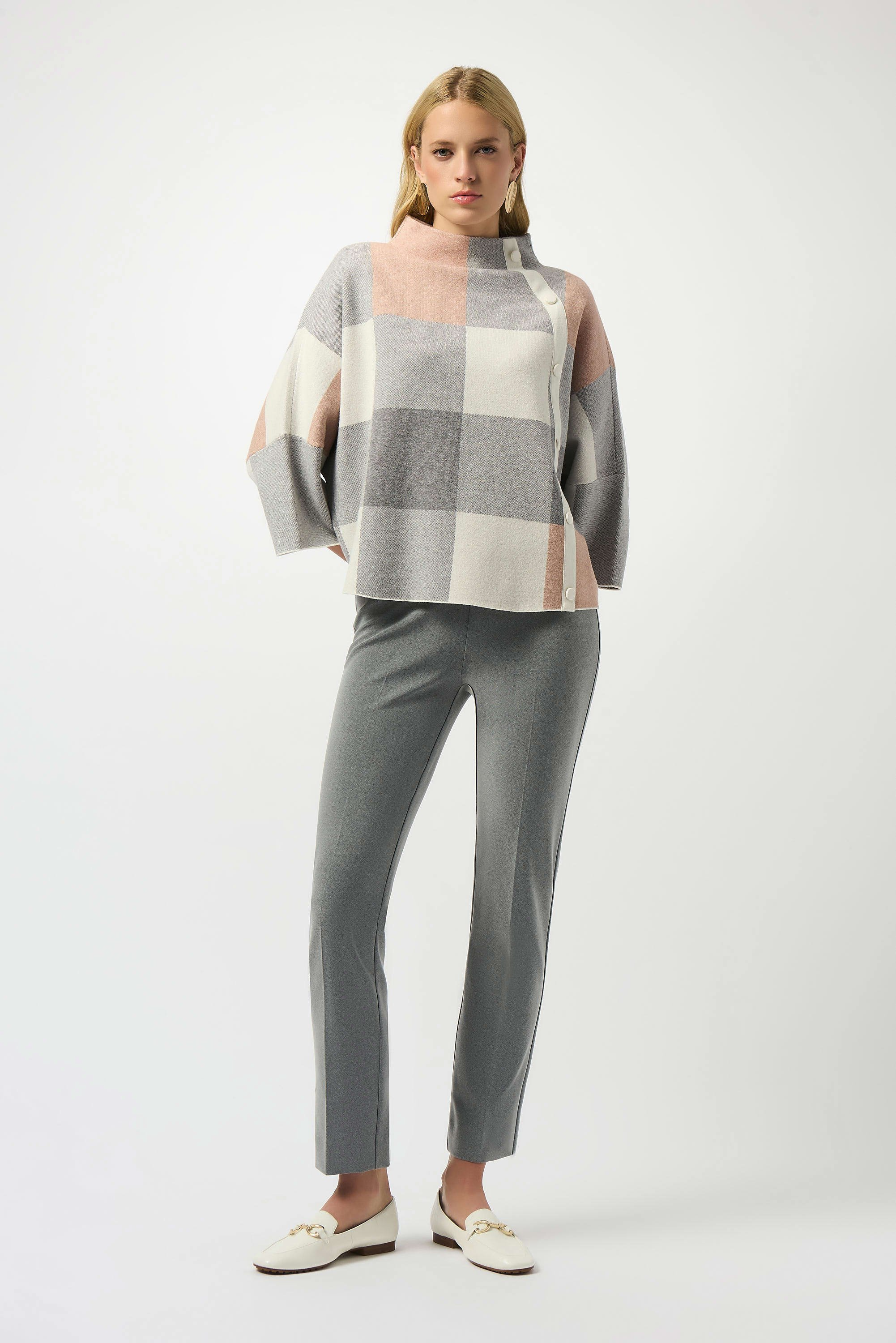 Plaid Jacquard Sweater Knit Top