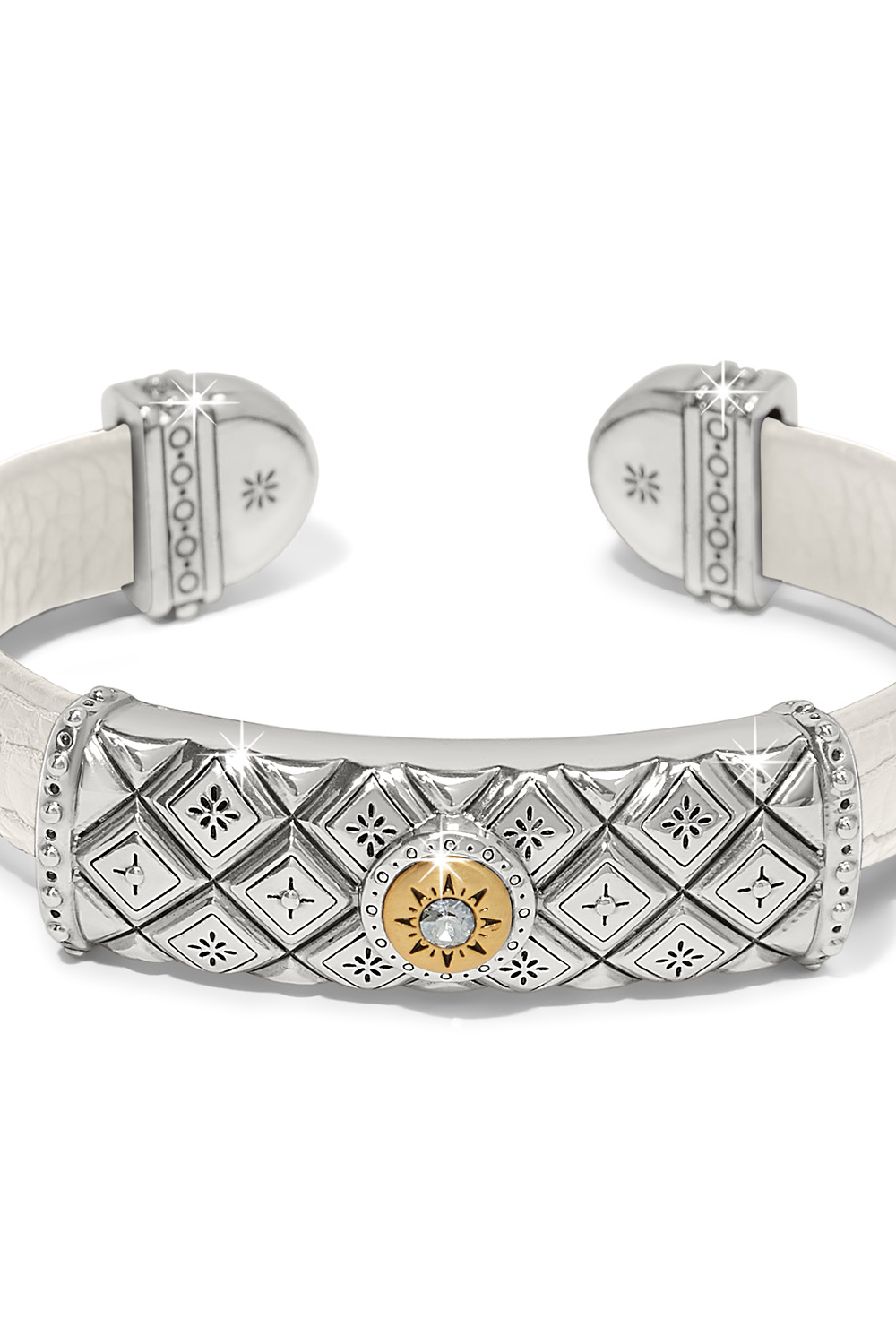 Mosaic 2 Tone Short White Bar Cuff