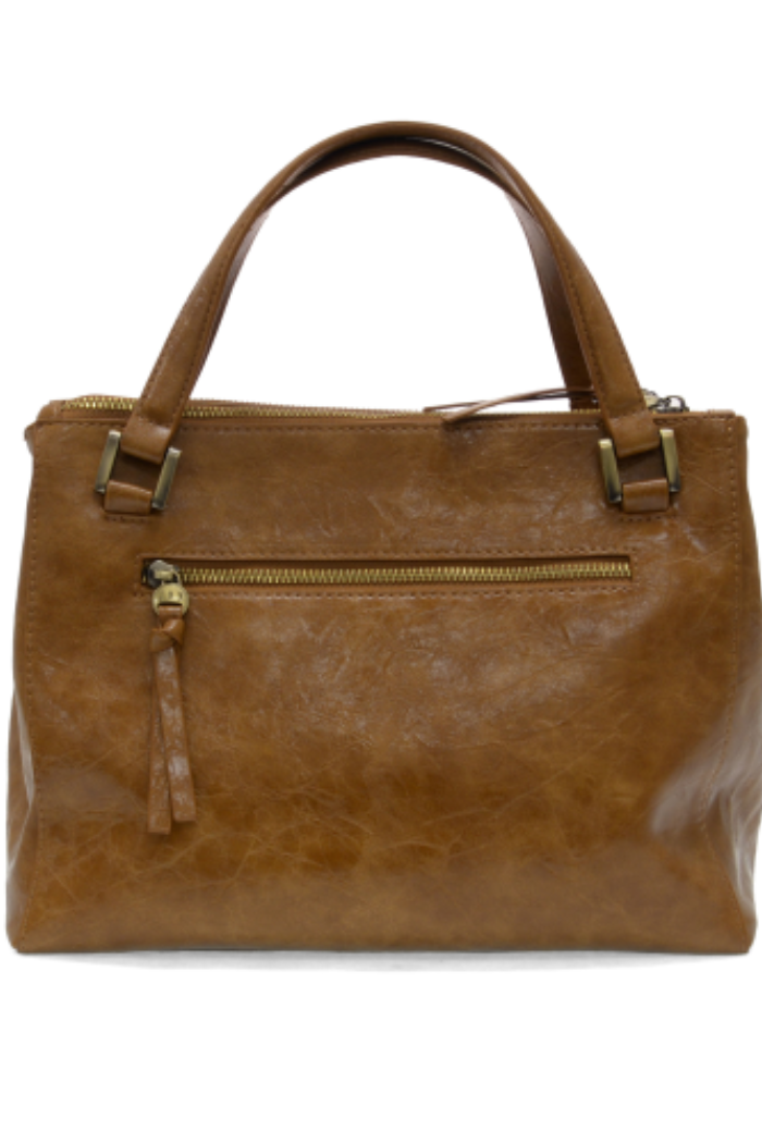 Buck Tan Triple Zip Satchel Crossbody
