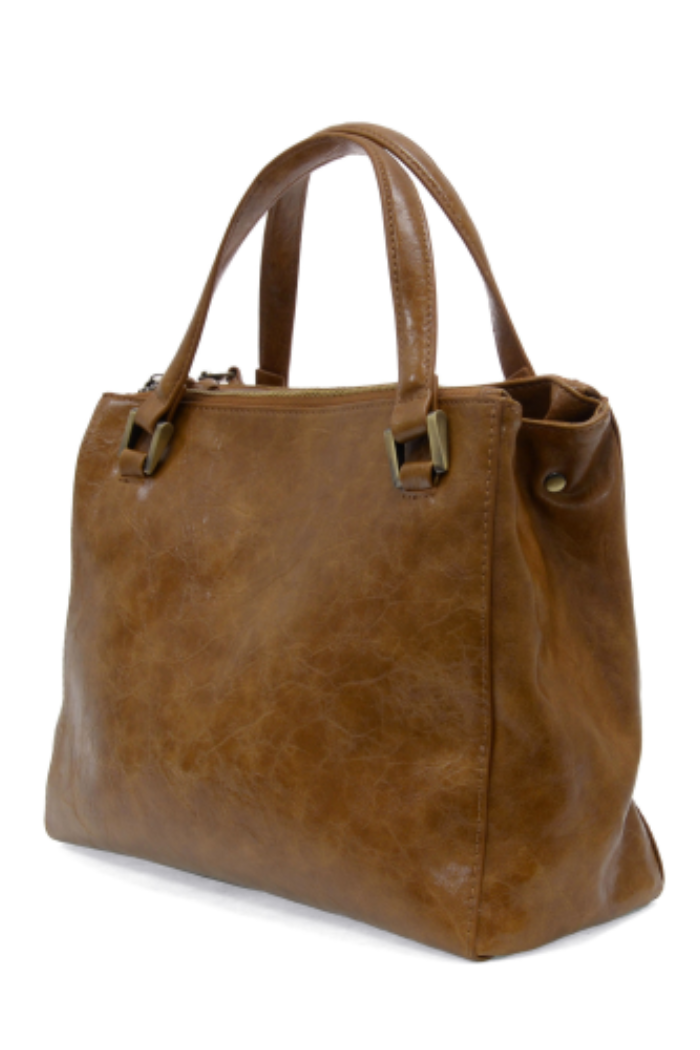 Buck Tan Triple Zip Satchel Crossbody