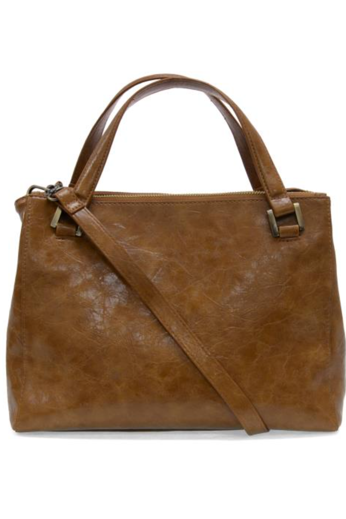 Buck Tan Triple Zip Satchel Crossbody