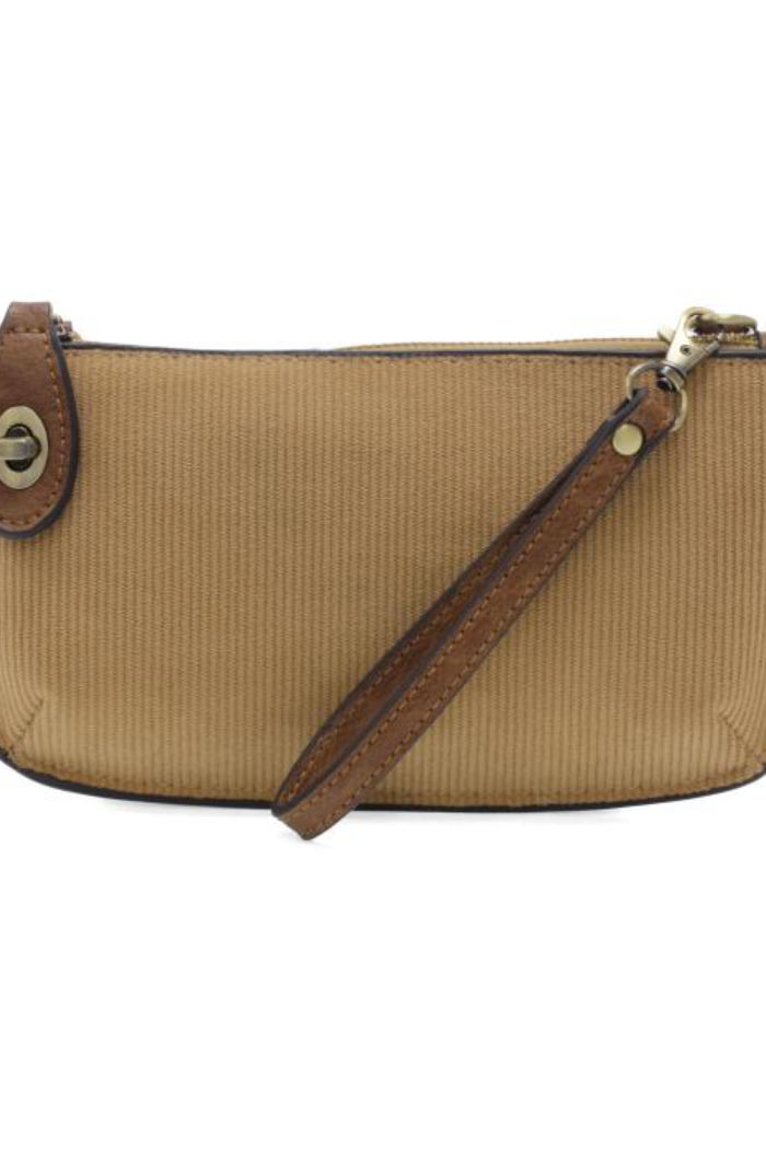 Camel Corduroy Mini Crossbody Wristlet