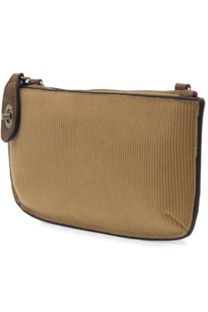 Camel Corduroy Mini Crossbody Wristlet