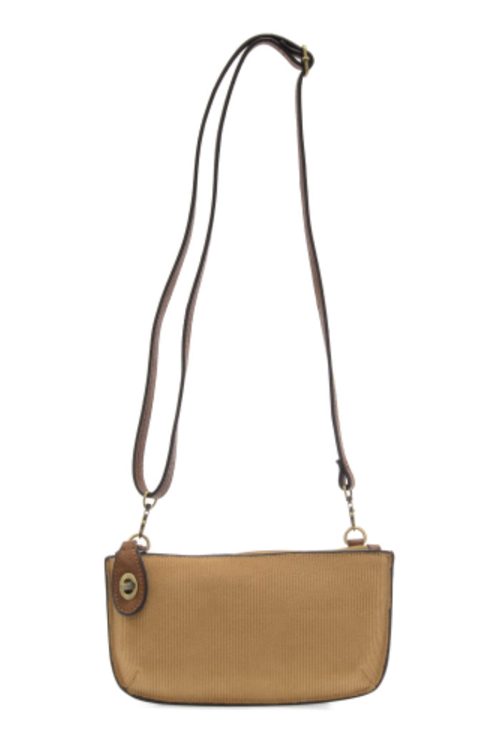 Camel Corduroy Mini Crossbody Wristlet