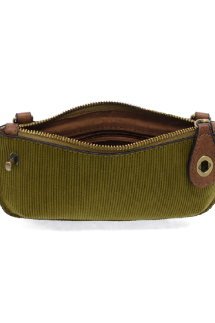 Olive Corduroy Mini Crossbody Wristlet