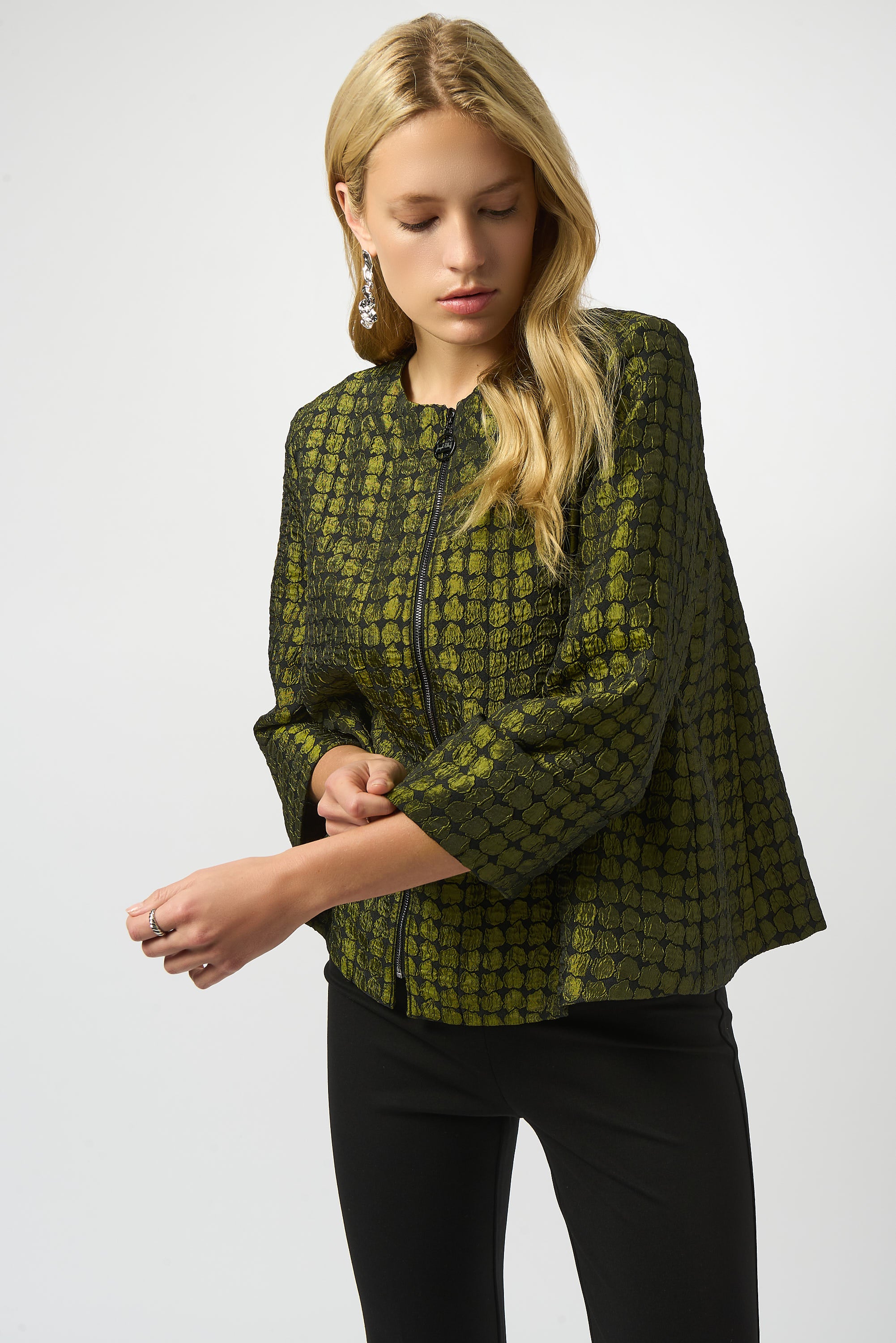 Textured Dot Jacquard Swing Jacket