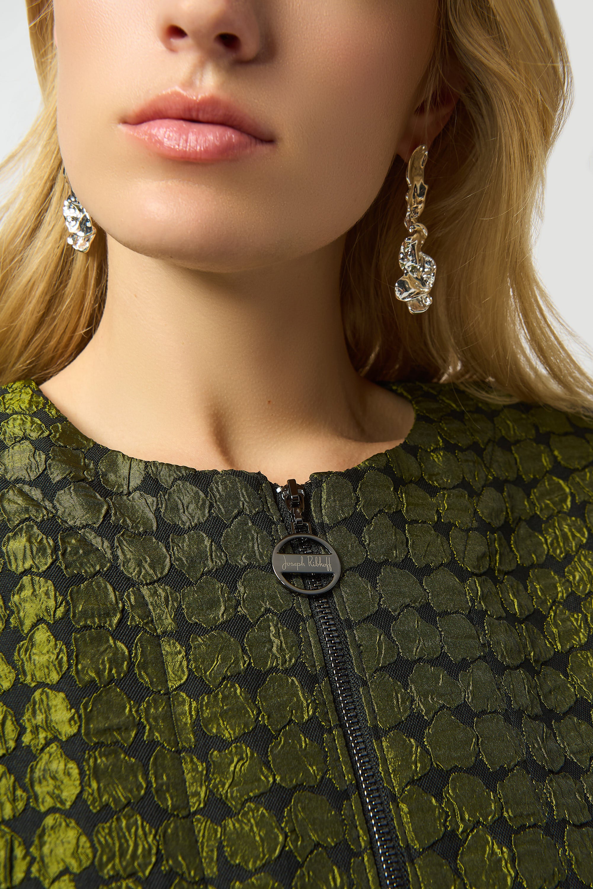 Textured Dot Jacquard Swing Jacket