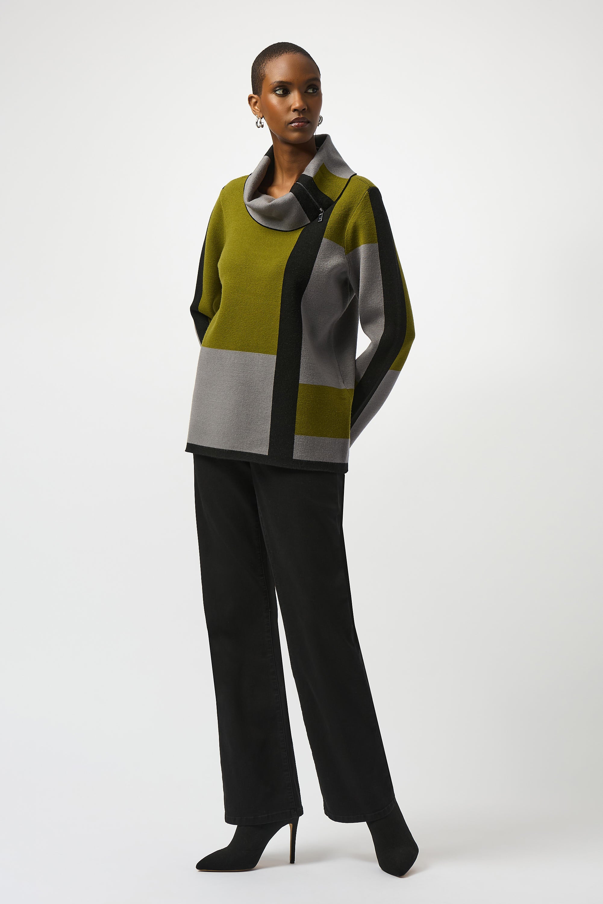 Geometric Cowl Neck Winter Top