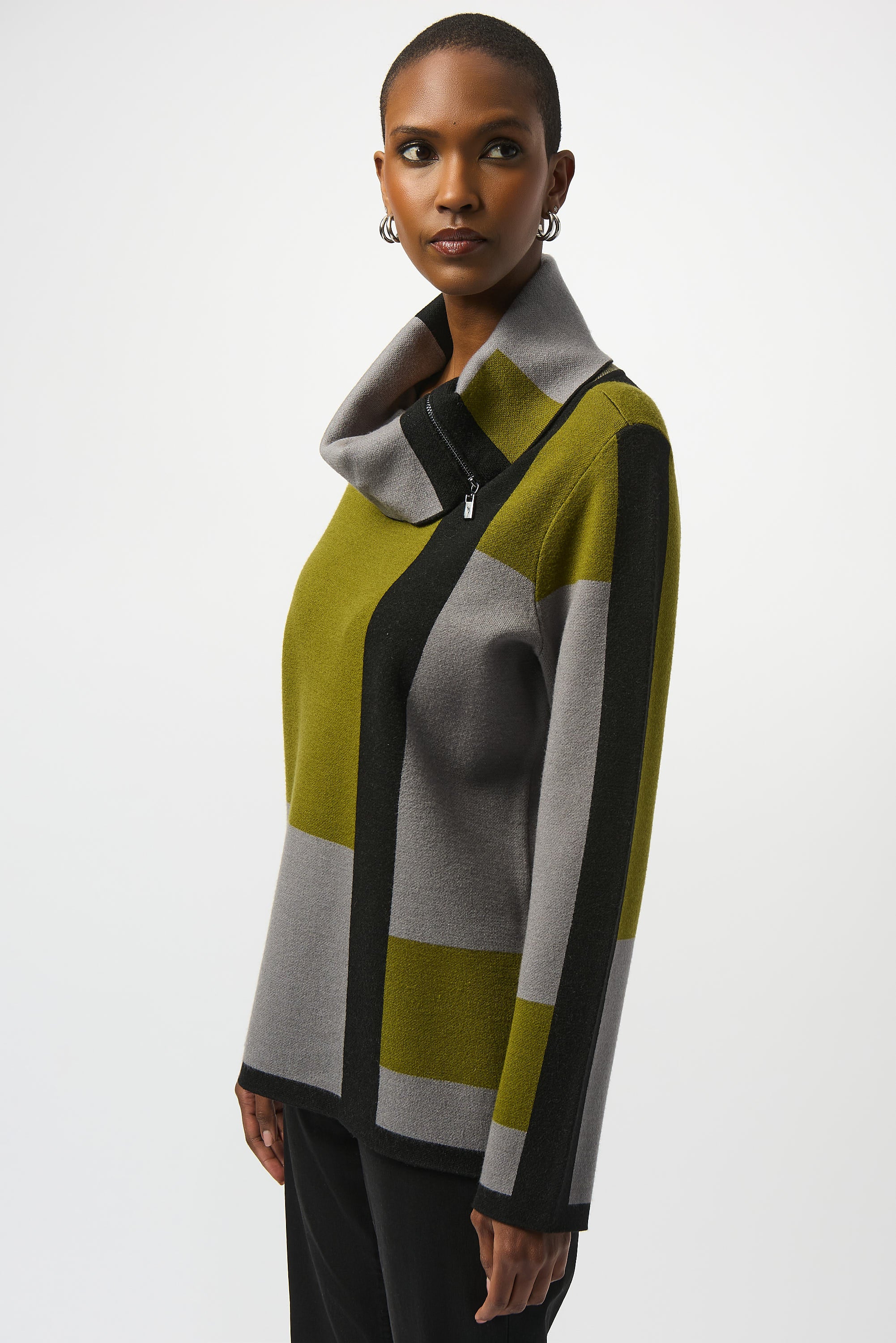 Geometric Cowl Neck Winter Top