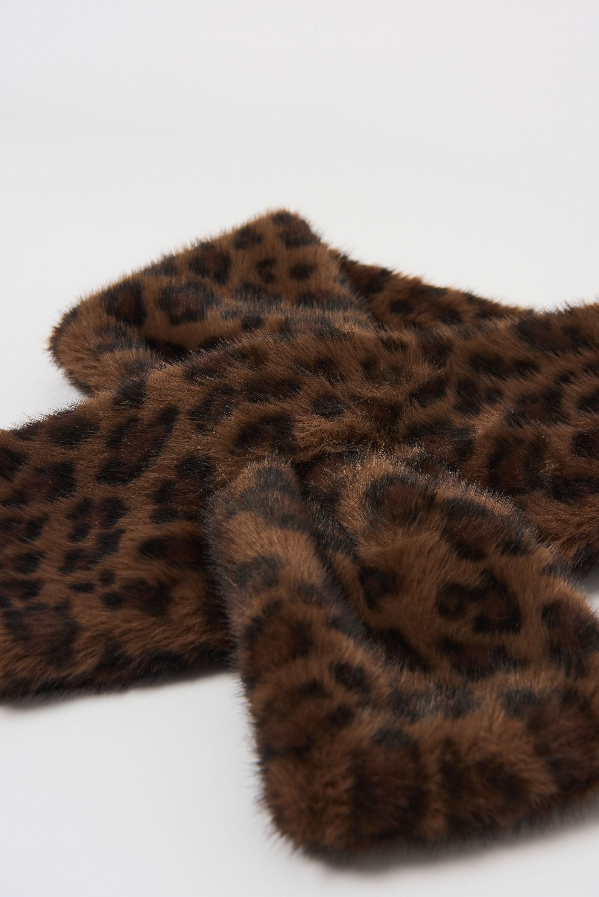 Faux Fur Leopard Print Pull-Through Scarf