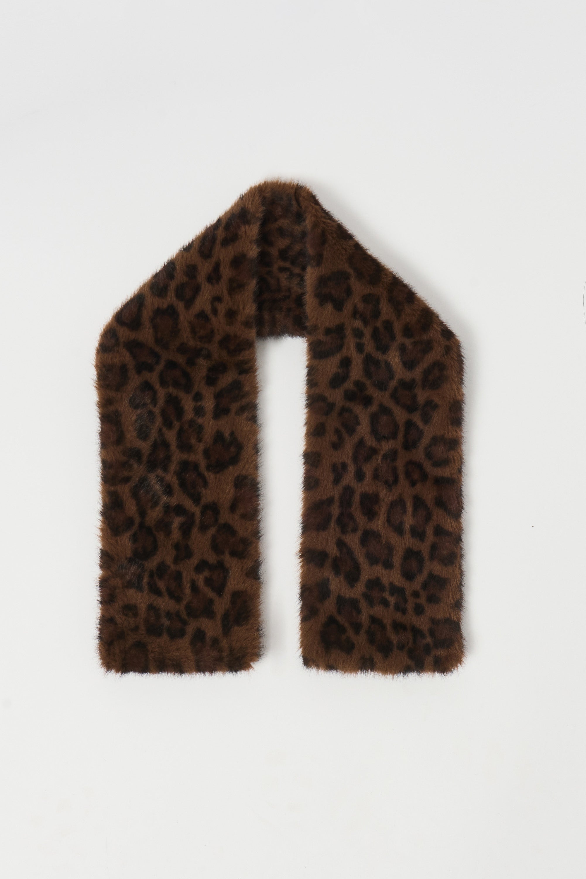 Faux Fur Leopard Print Pull-Through Scarf