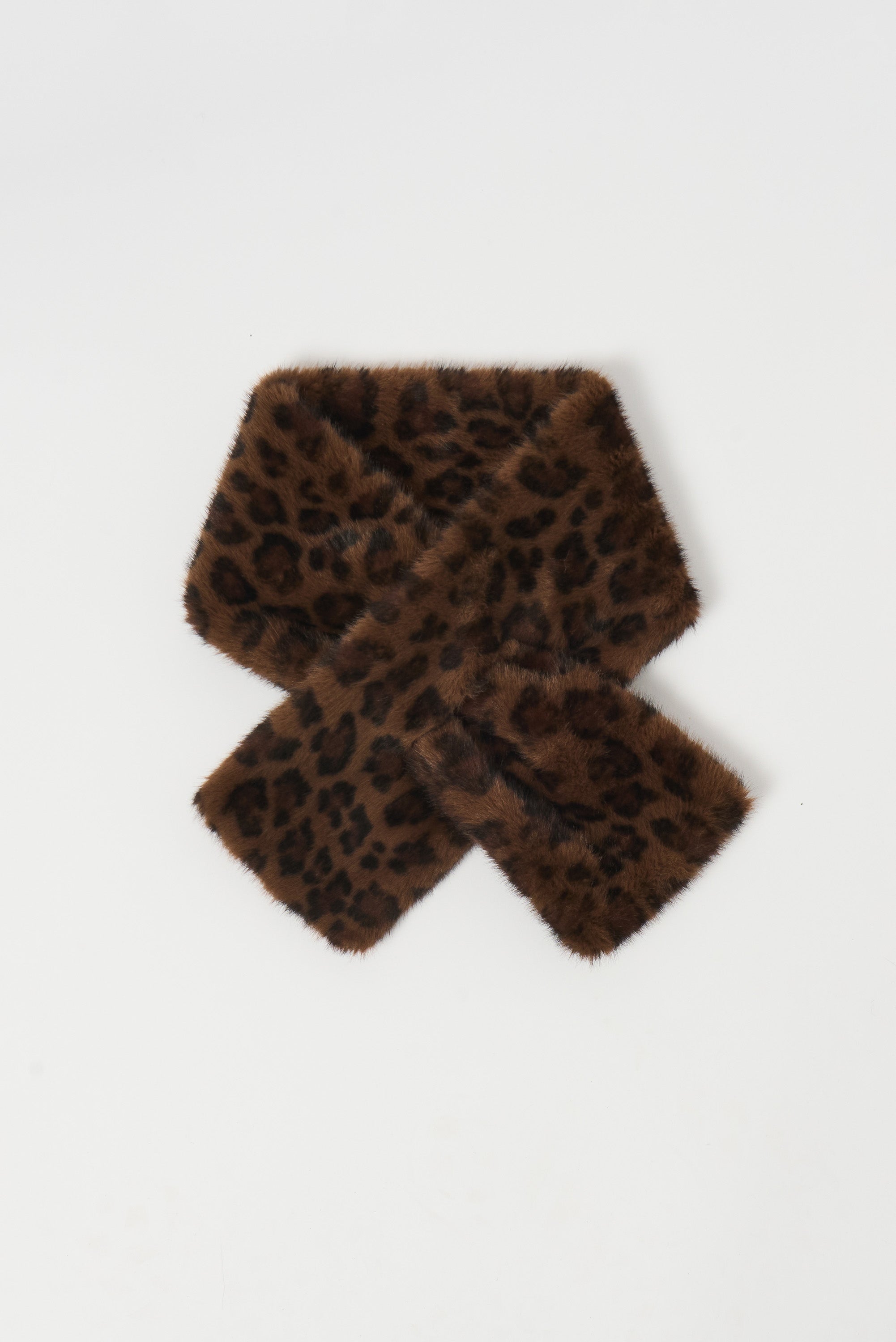 Faux Fur Leopard Print Pull-Through Scarf