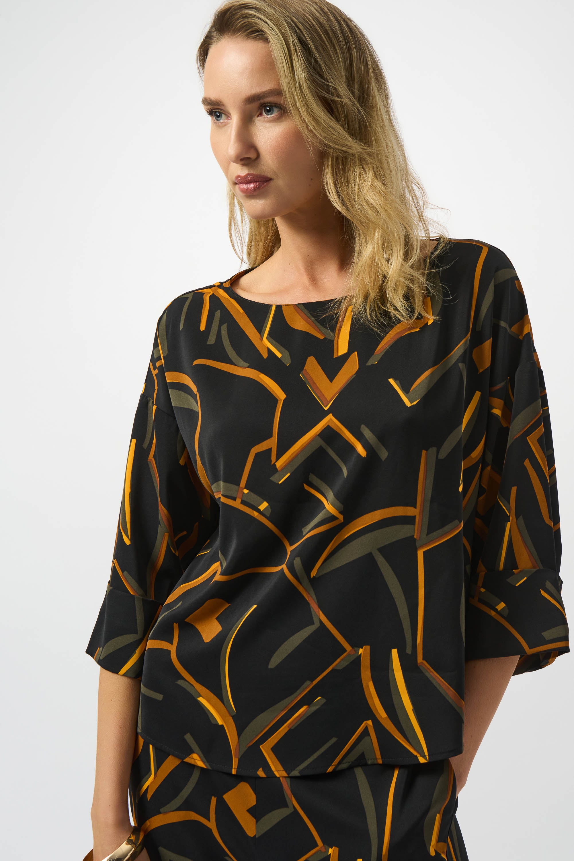 Recycled Woven Geometric Print Boxy Top