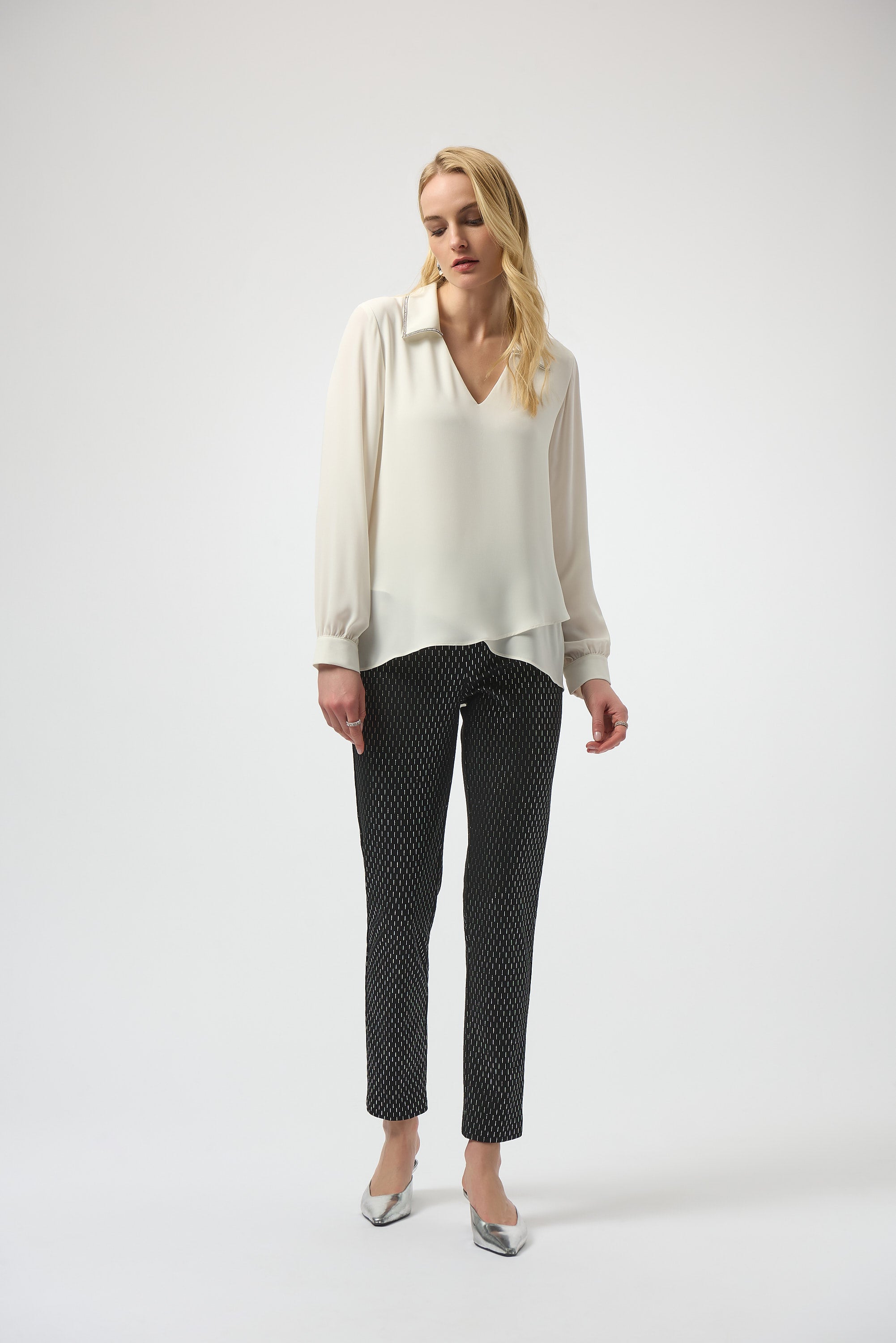 Foiled Heavy Knit Slim Fit Pants