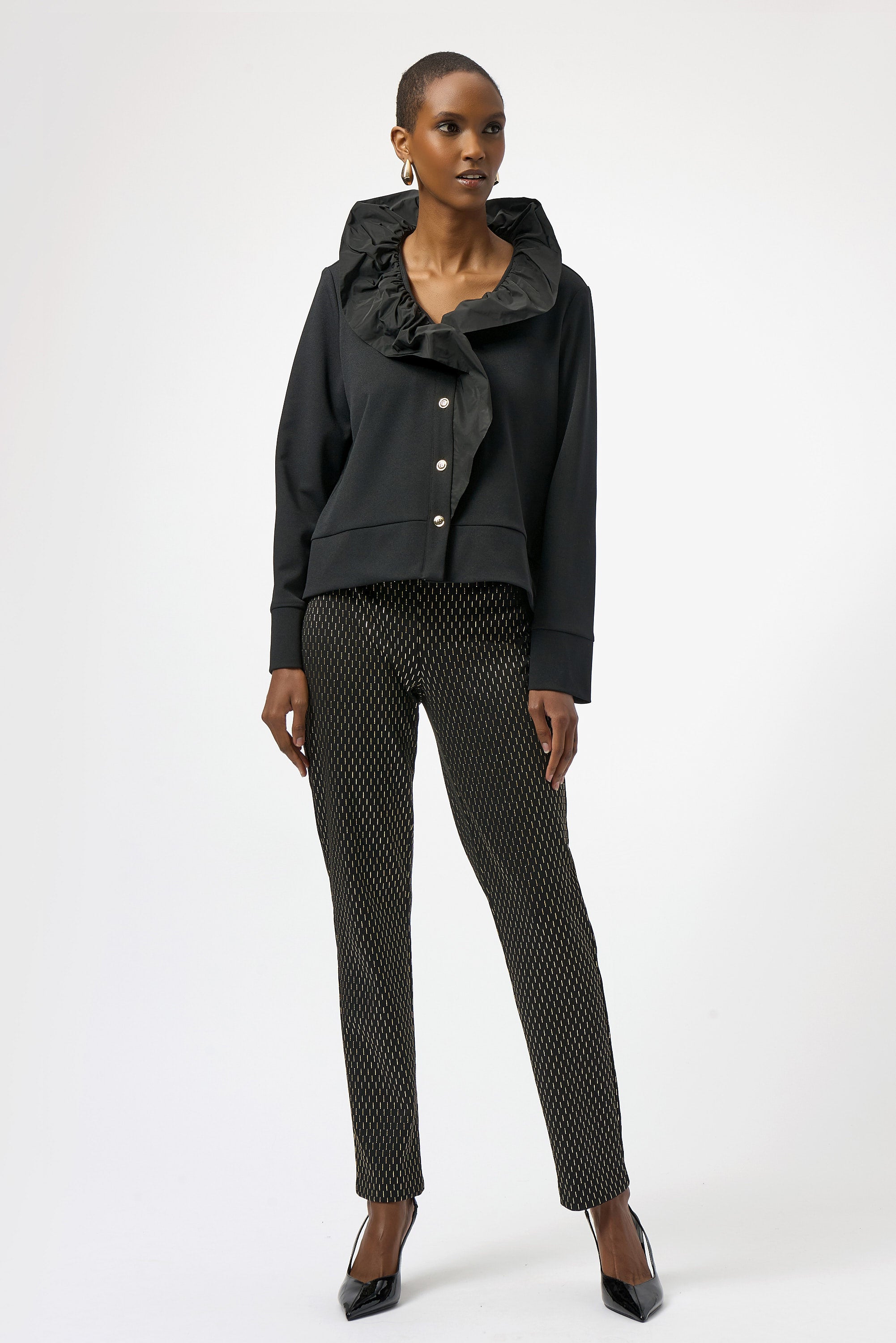 Foiled Heavy Knit Slim Fit Pants