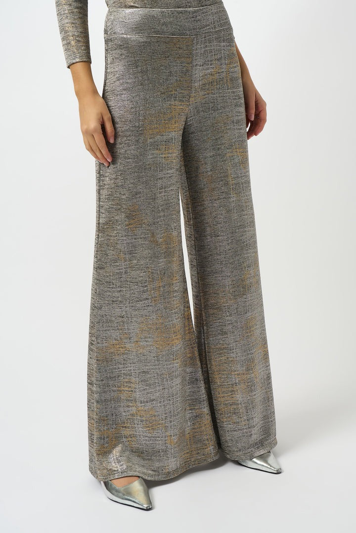 Foiled Mélange Knit Wide Leg Pants
