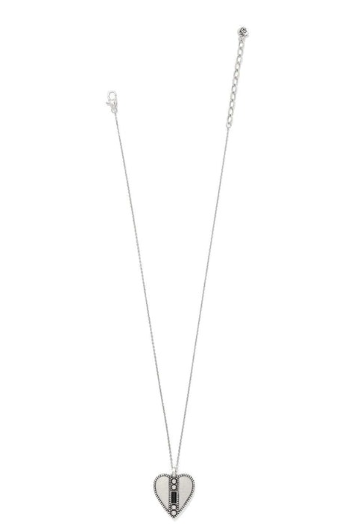 Pretty Tough Gem Heart Reversible Black Necklace