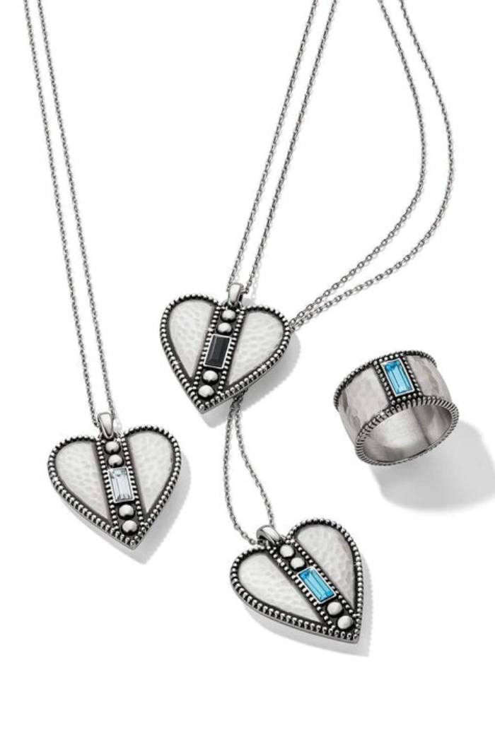 Pretty Tough Gem Heart Reversible Black Necklace