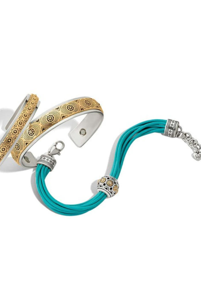 Mosaic Cerrillos Turquoise Leather Bracelet