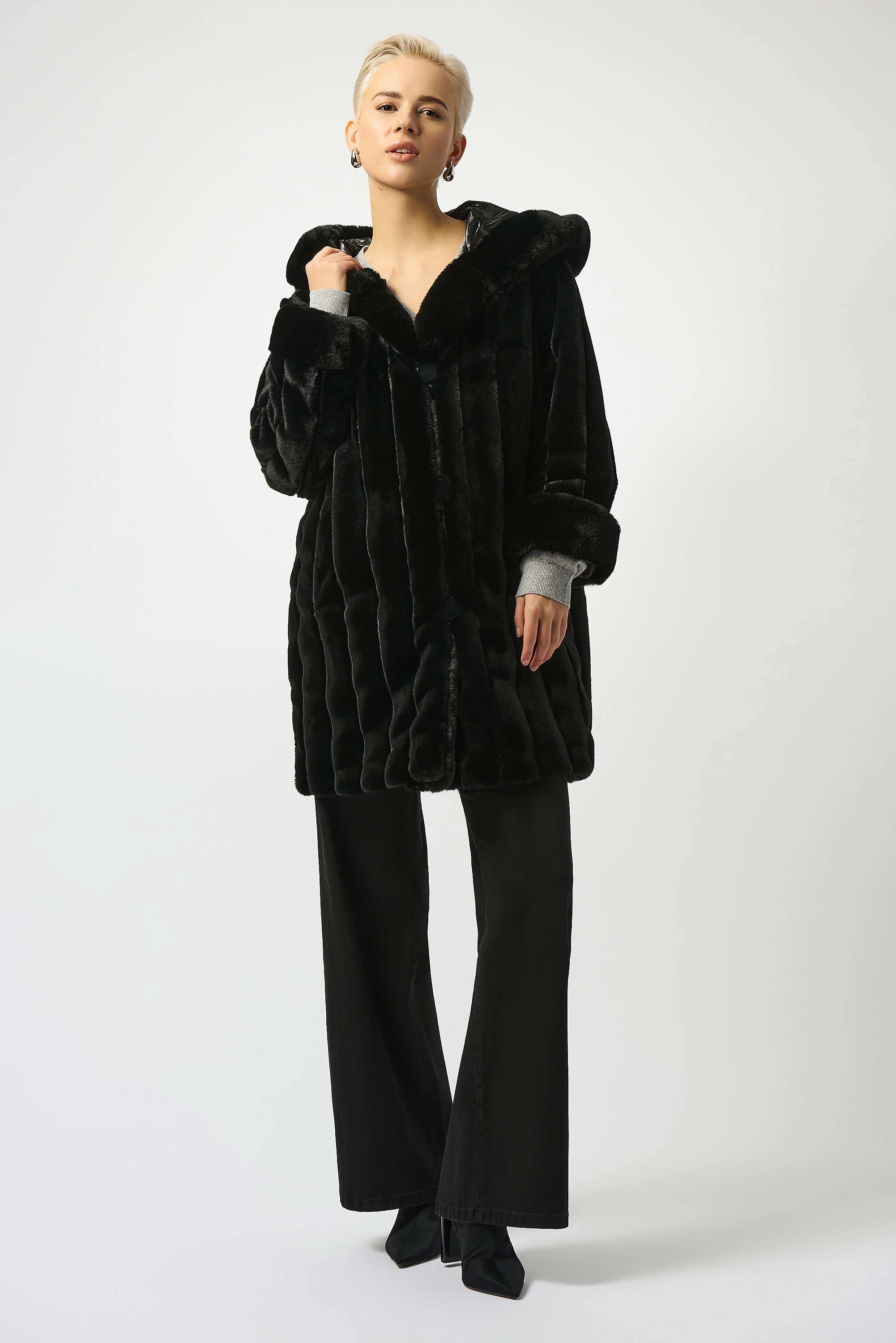 Faux Fur Reversible Hooded Coat