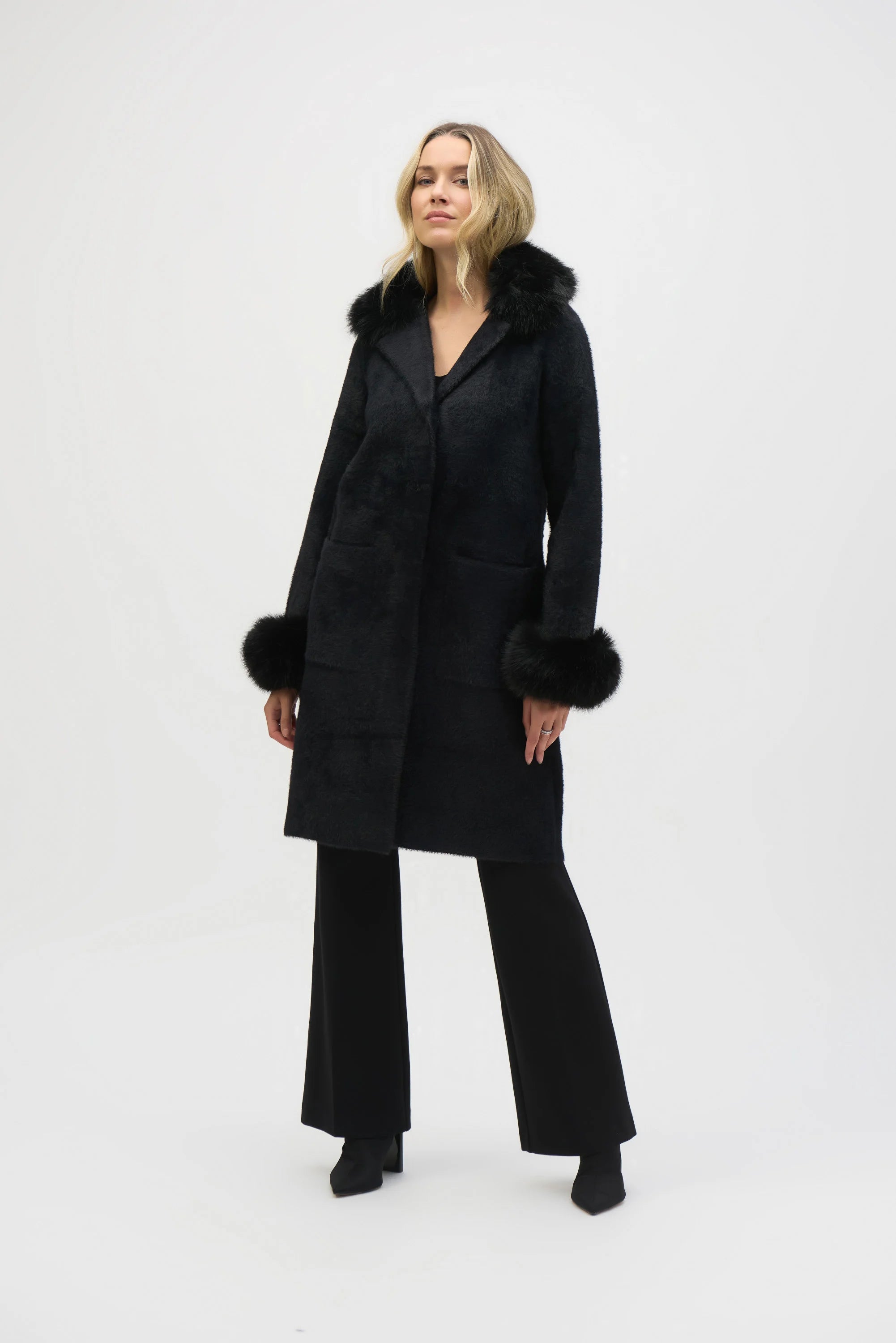 Feather Yarn And Faux Fur Coat