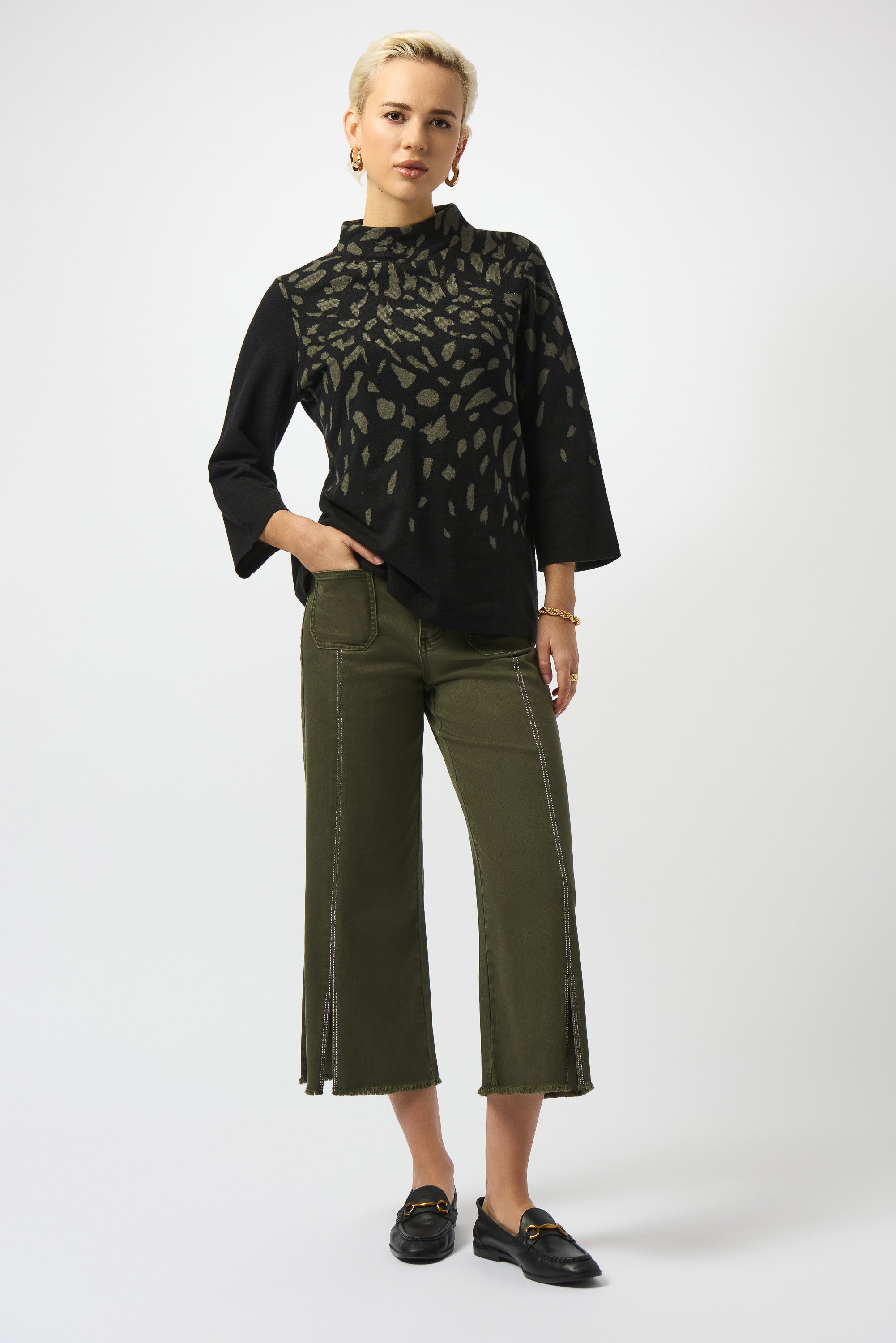 Culotte Jeans With Embellished Front Seam