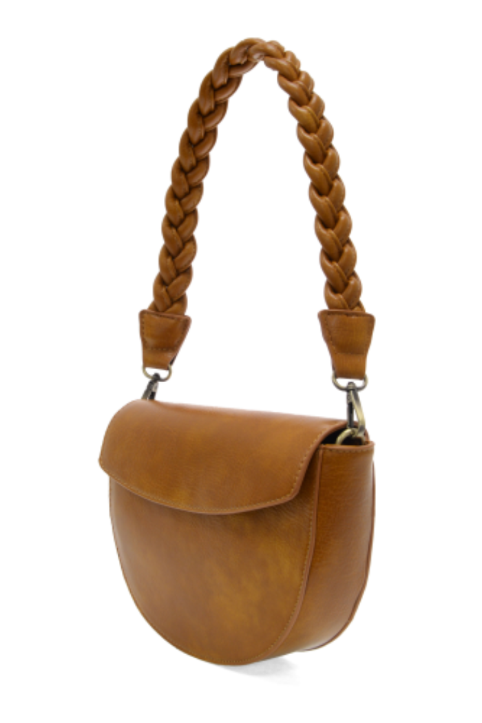 Dark Amber Linda Crescent Crossbody with Braided Strap