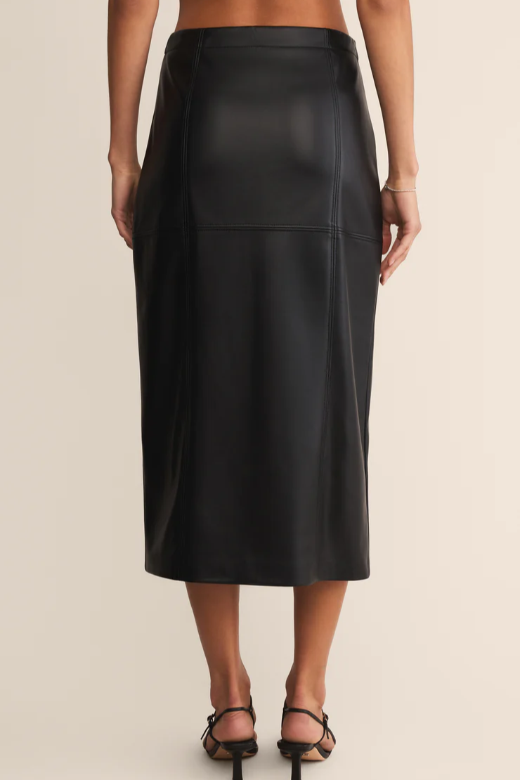 Reine Faux Leather Midi Skirt