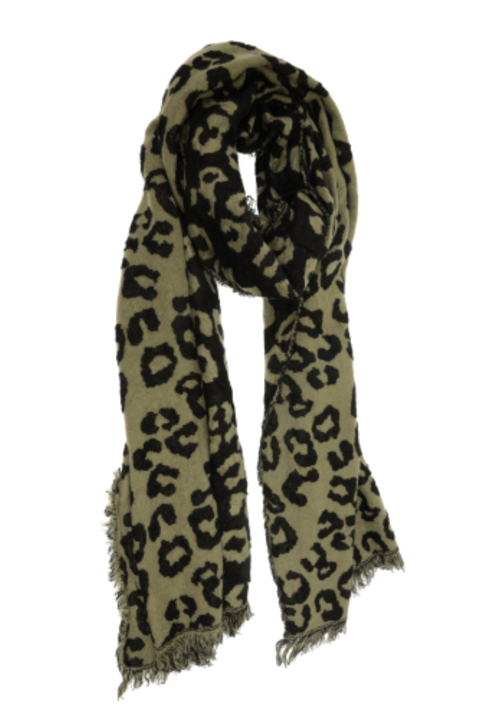 Olive Leopard Scarf
