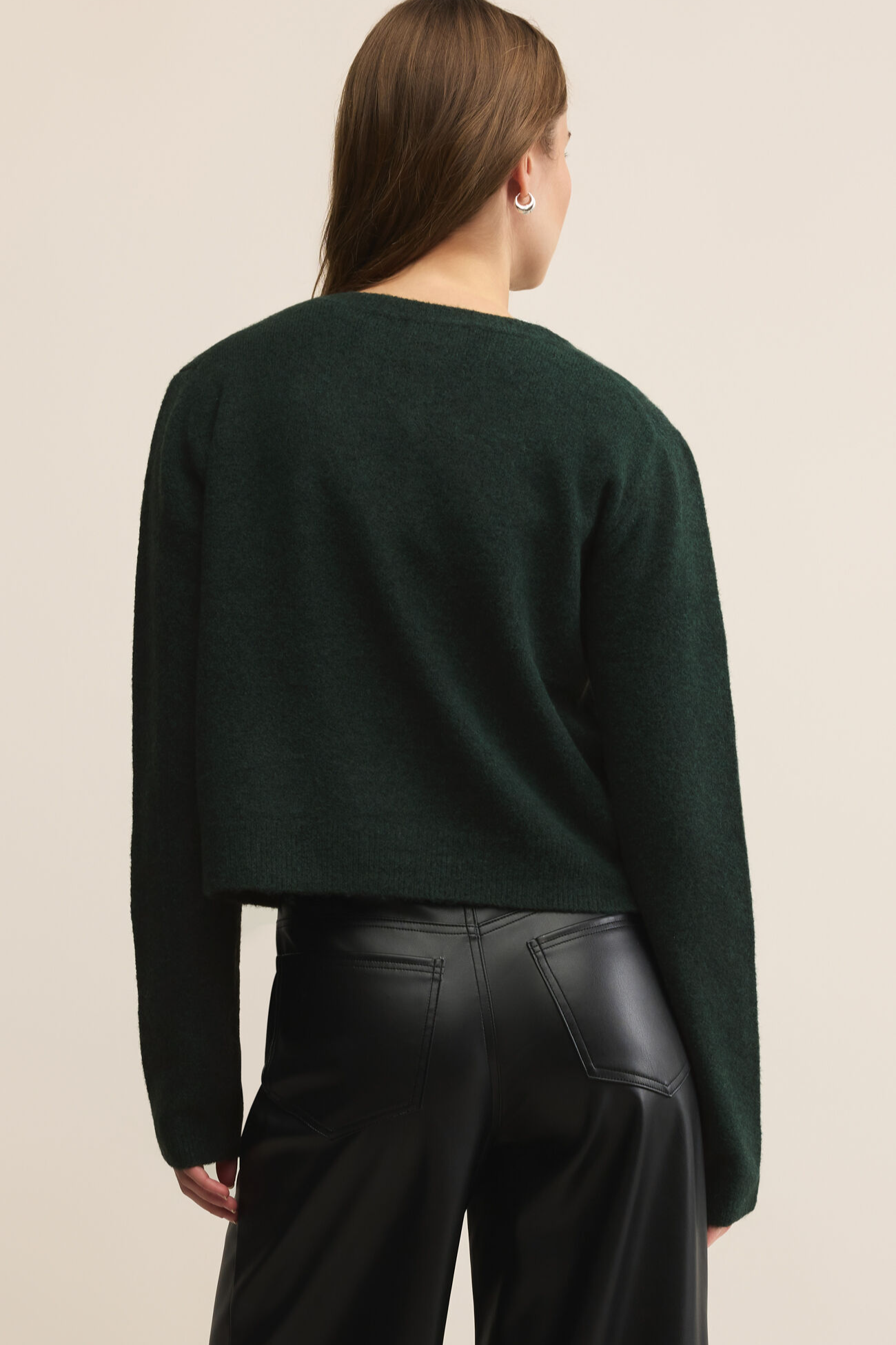 Cardigan Women's crew neck long sleeve cropped