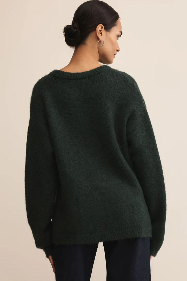 Crew-neck women's sweater long sleeve fuzzy