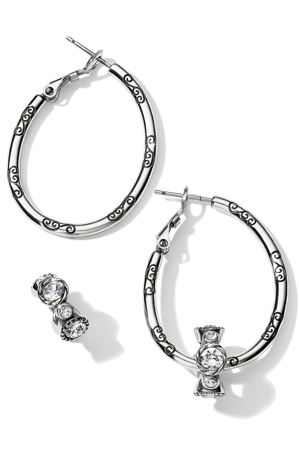 Oval Hoop Charm Earrings