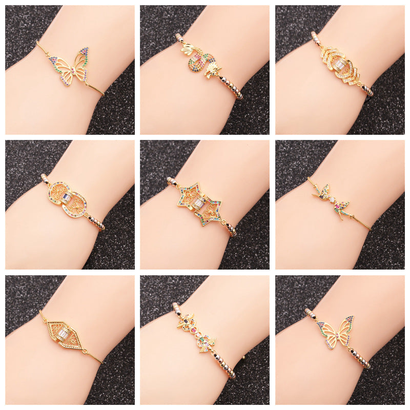 Women's Trendy Micro Inlaid Zircon Turtle Adjustable Can Be Bracelet
