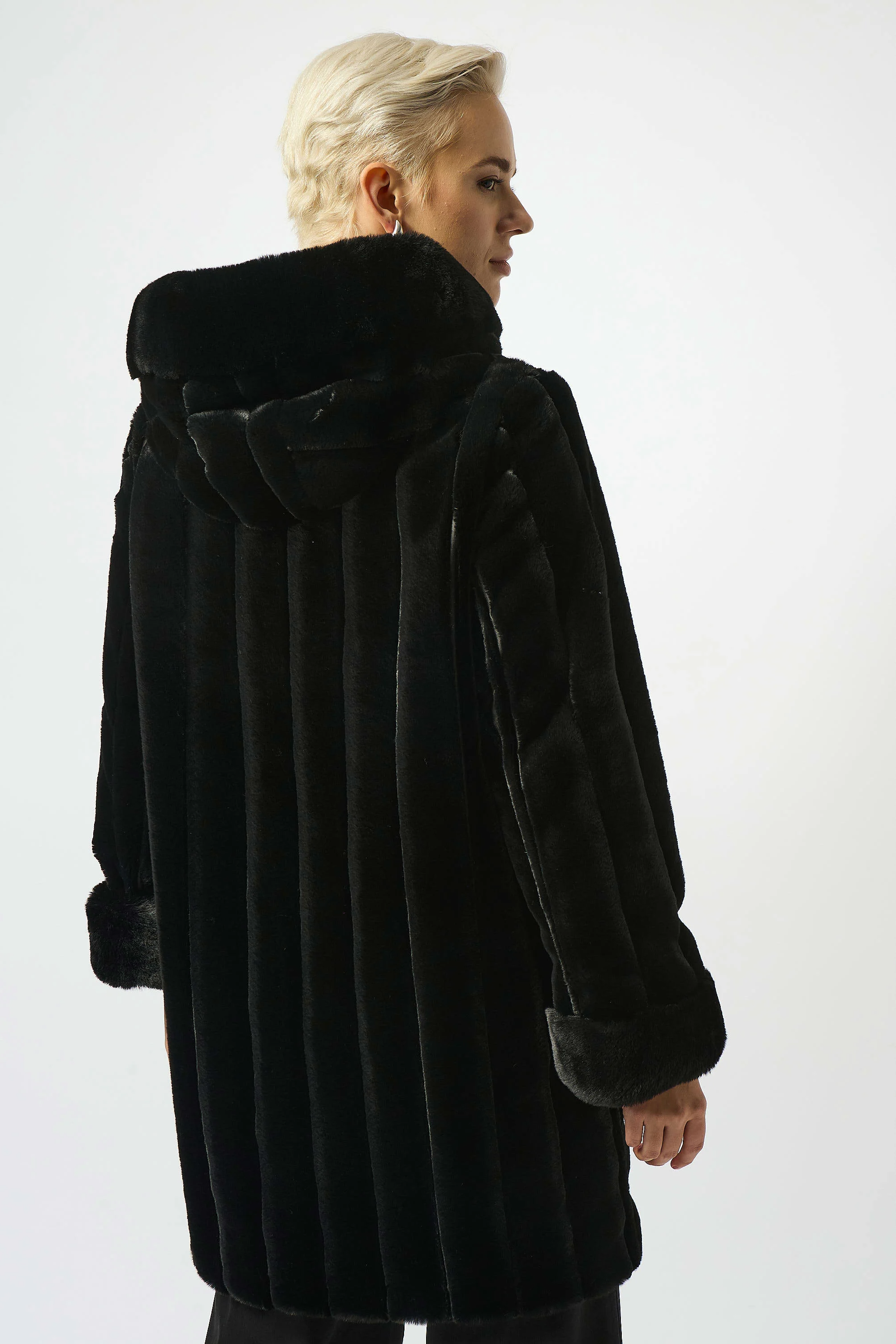Faux Fur Reversible Hooded Coat