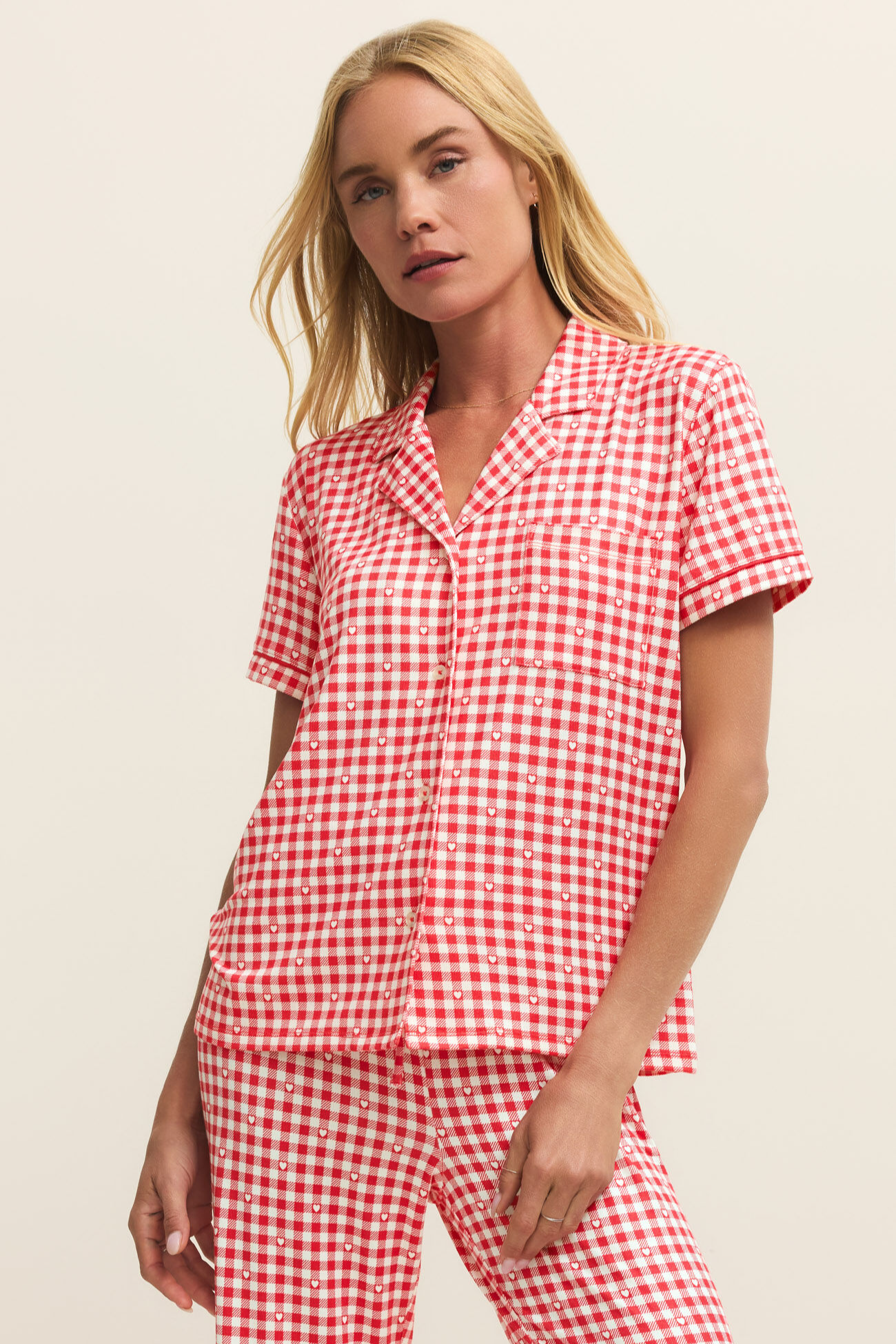 Gingham PJ Top
