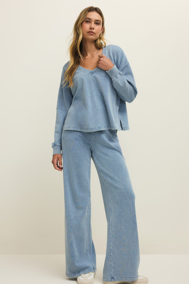 Delphine Knit Denim Sweatshirt