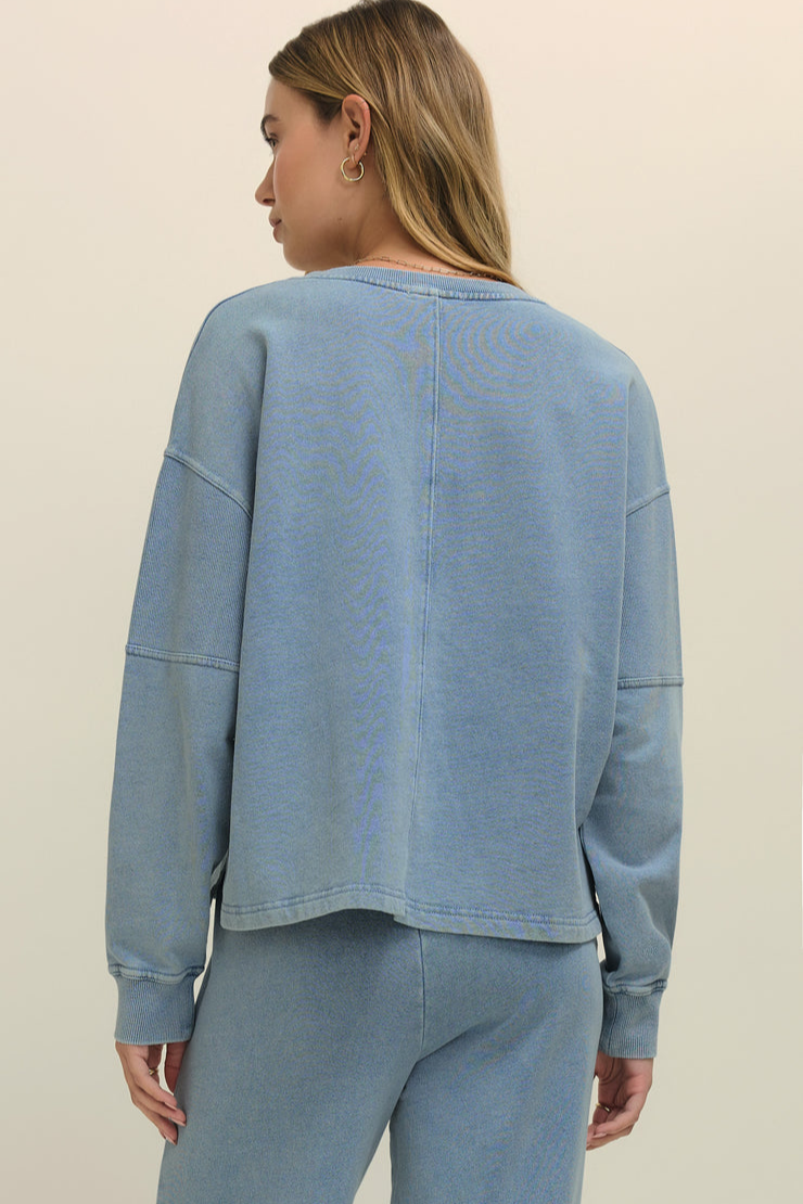 Delphine Knit Denim Sweatshirt