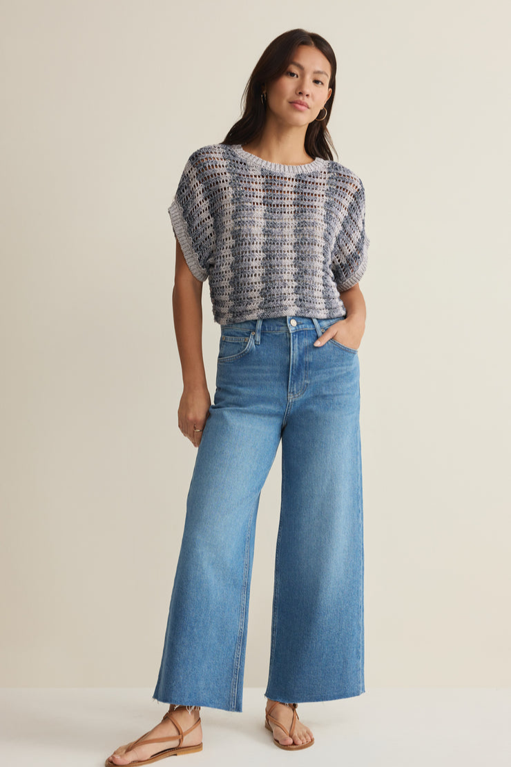 Ballast Crochet Stripe Sweater Top