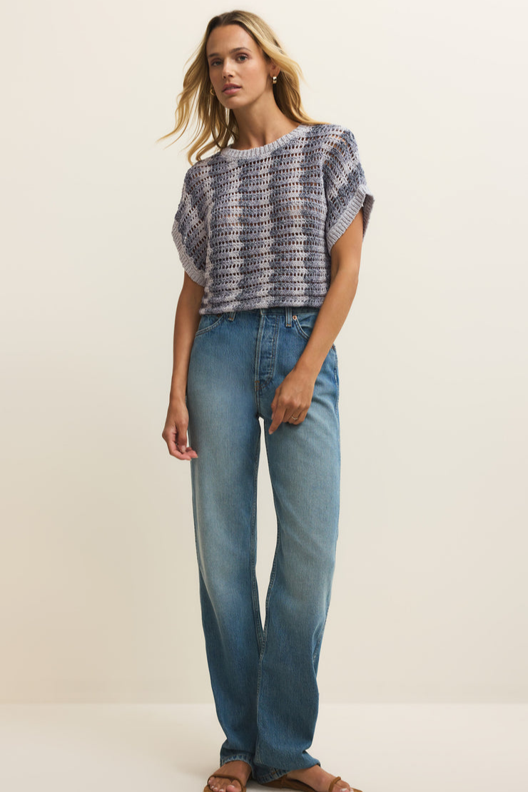 Ballast Crochet Stripe Sweater Top