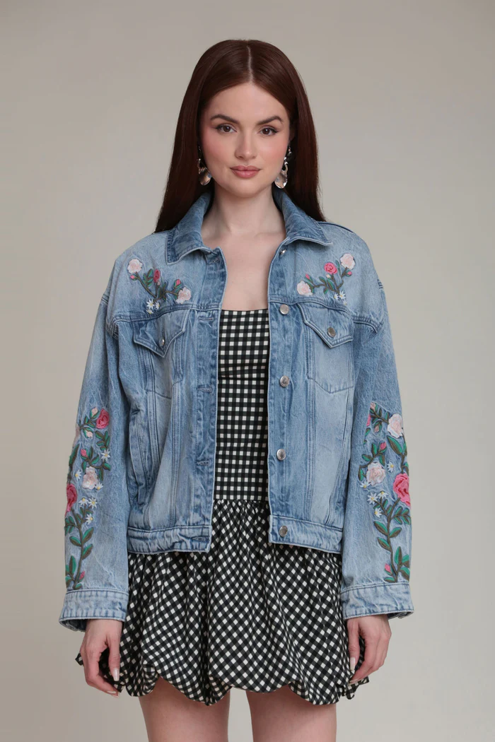 Floral Embroidered Denim Jacket