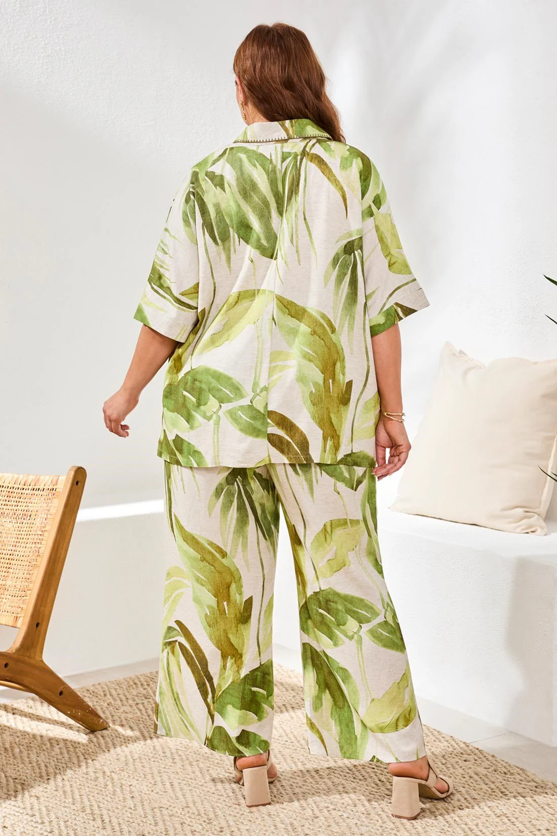 Flowy Linen Flare Pants With Drawcord Waist