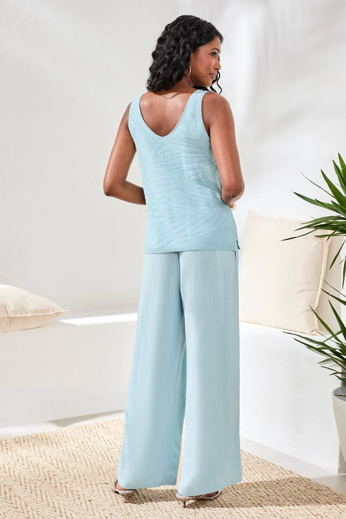Combed Cotton Sleeveless V-Neck Sweater