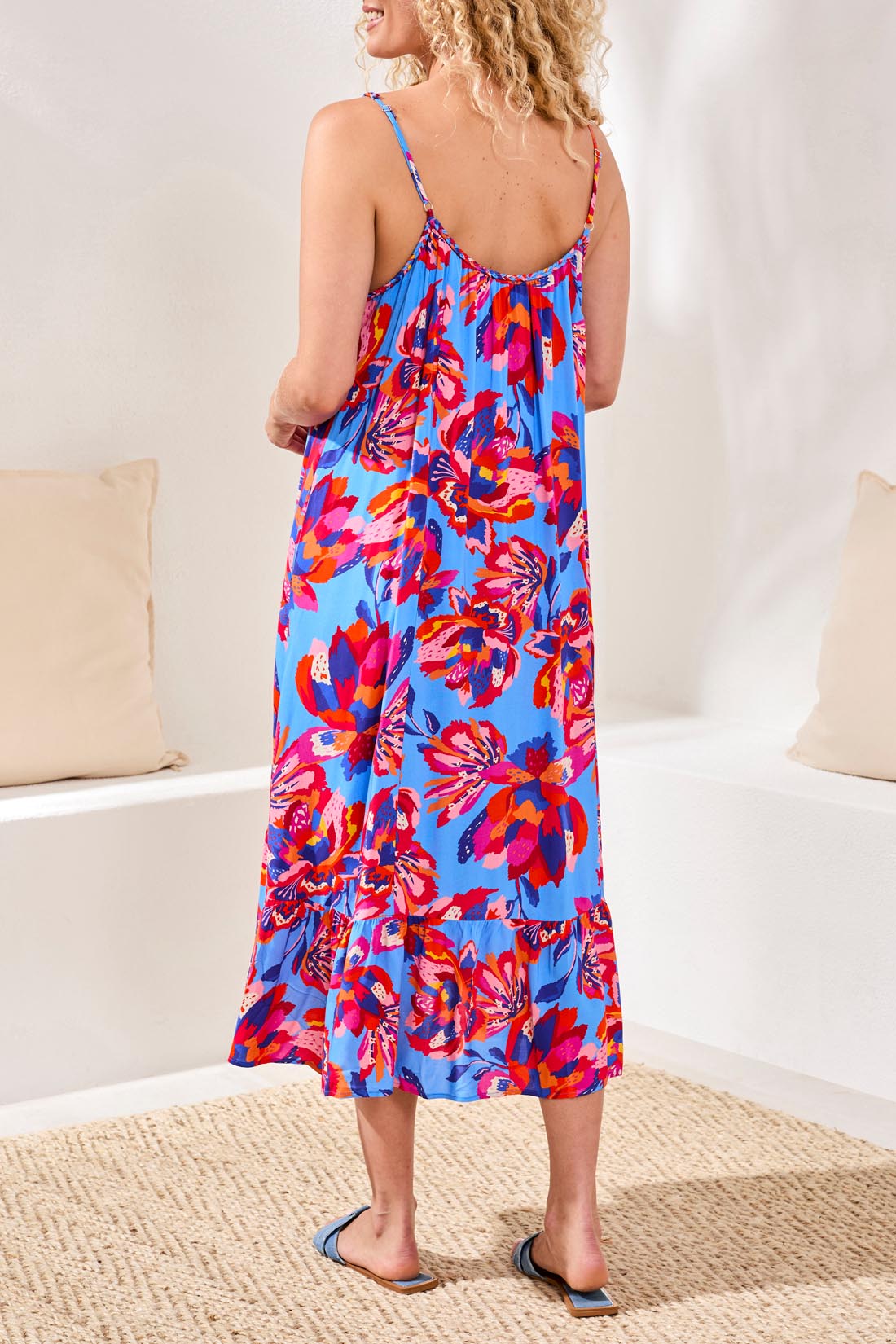 Sleeveless Print Dress with Lining