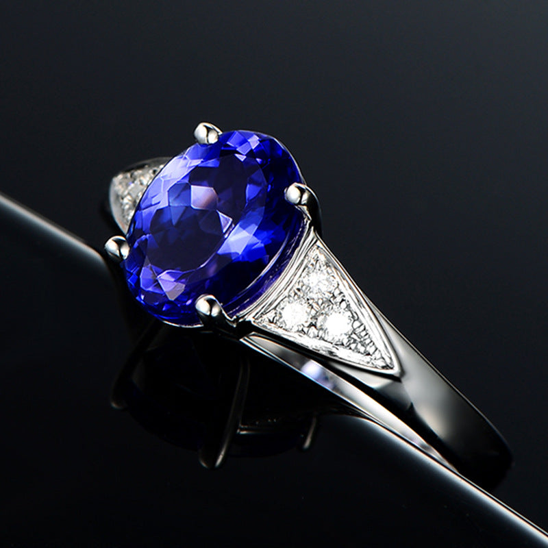 Blue Tanzanite Crystal Diamond Colored Gems Earrings