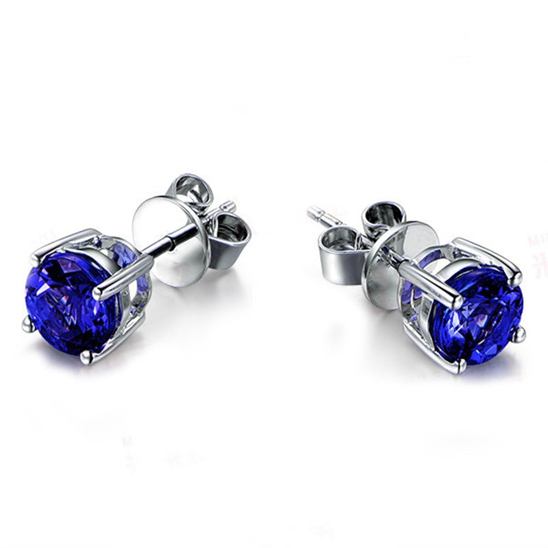 Blue Tanzanite Crystal Diamond Colored Gems Earrings