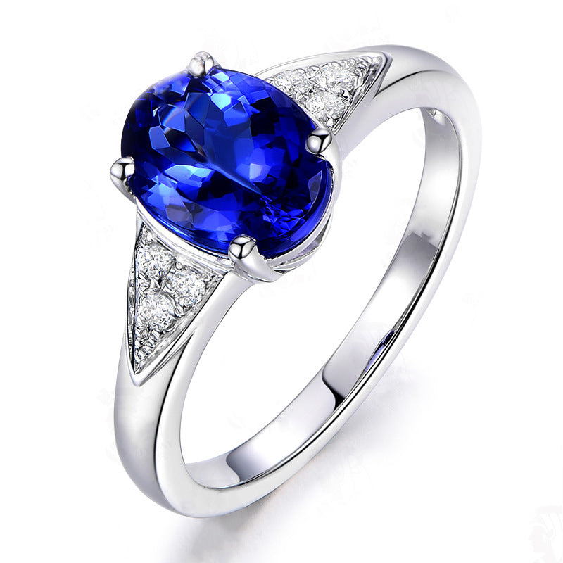 Blue Tanzanite Crystal Diamond Colored Gems Earrings