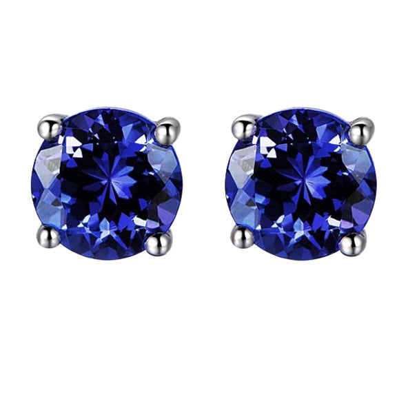 Blue Tanzanite Crystal Diamond Colored Gems Earrings